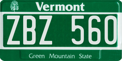 VT license plate ZBZ560