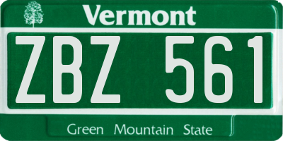 VT license plate ZBZ561