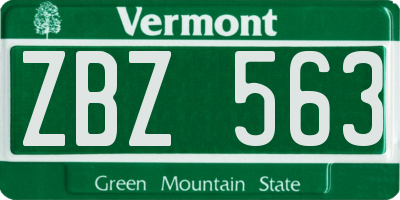 VT license plate ZBZ563