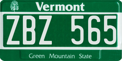 VT license plate ZBZ565