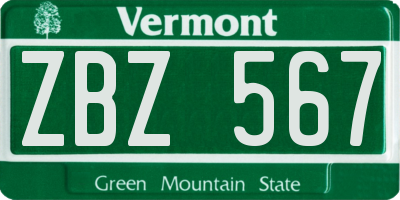 VT license plate ZBZ567