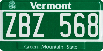 VT license plate ZBZ568