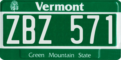 VT license plate ZBZ571