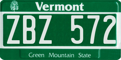 VT license plate ZBZ572