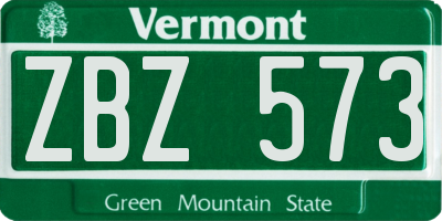 VT license plate ZBZ573