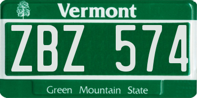 VT license plate ZBZ574