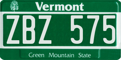 VT license plate ZBZ575