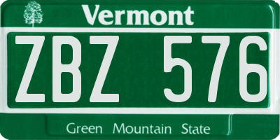 VT license plate ZBZ576