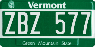 VT license plate ZBZ577