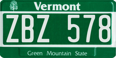 VT license plate ZBZ578