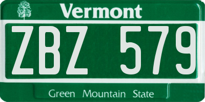 VT license plate ZBZ579