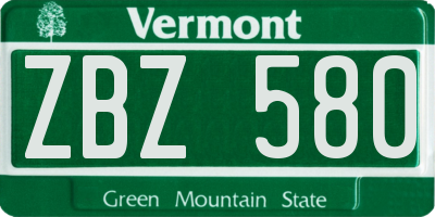 VT license plate ZBZ580