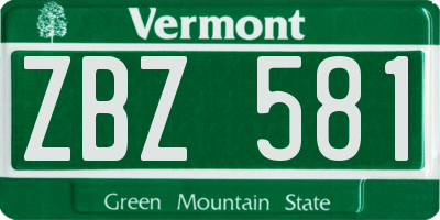 VT license plate ZBZ581