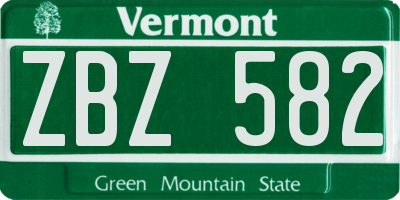 VT license plate ZBZ582