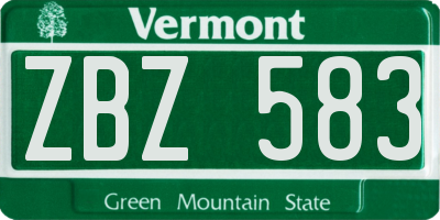 VT license plate ZBZ583