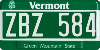 VT license plate ZBZ584