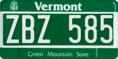 VT license plate ZBZ585