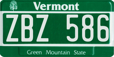 VT license plate ZBZ586