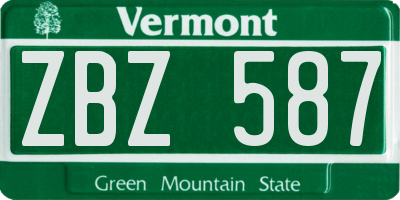 VT license plate ZBZ587