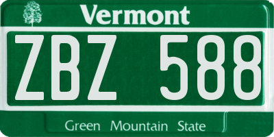 VT license plate ZBZ588