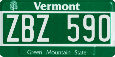 VT license plate ZBZ590