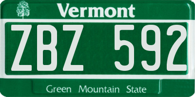 VT license plate ZBZ592