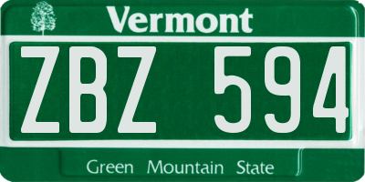 VT license plate ZBZ594