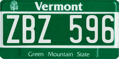 VT license plate ZBZ596