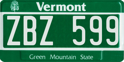 VT license plate ZBZ599