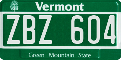 VT license plate ZBZ604