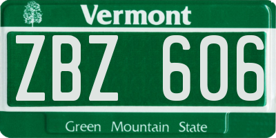 VT license plate ZBZ606