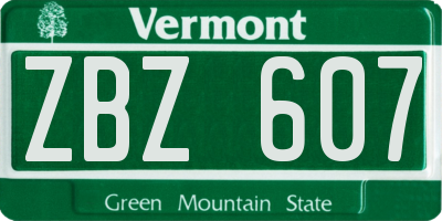 VT license plate ZBZ607