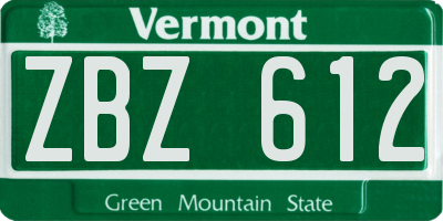VT license plate ZBZ612