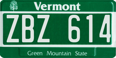 VT license plate ZBZ614