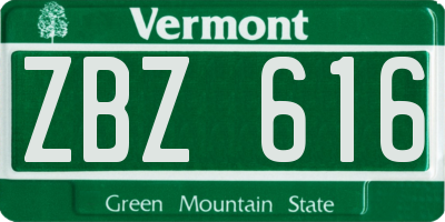 VT license plate ZBZ616