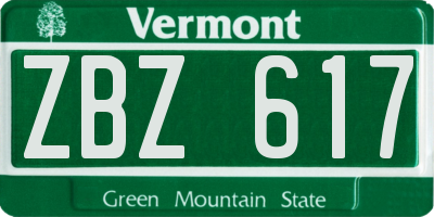 VT license plate ZBZ617