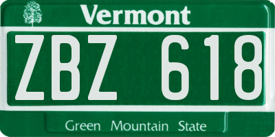 VT license plate ZBZ618