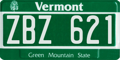 VT license plate ZBZ621
