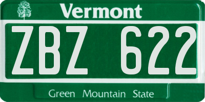 VT license plate ZBZ622
