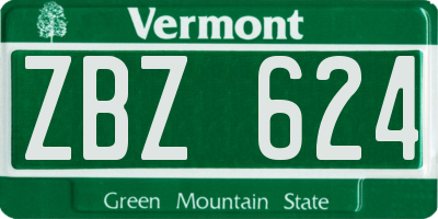 VT license plate ZBZ624