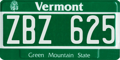 VT license plate ZBZ625