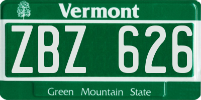 VT license plate ZBZ626