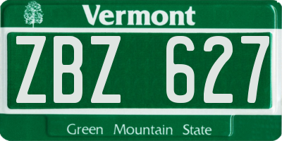 VT license plate ZBZ627