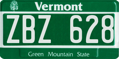 VT license plate ZBZ628