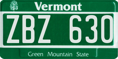 VT license plate ZBZ630
