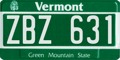 VT license plate ZBZ631