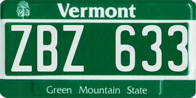 VT license plate ZBZ633