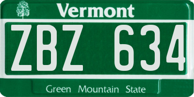 VT license plate ZBZ634