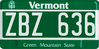 VT license plate ZBZ636