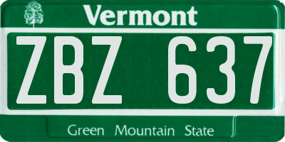VT license plate ZBZ637